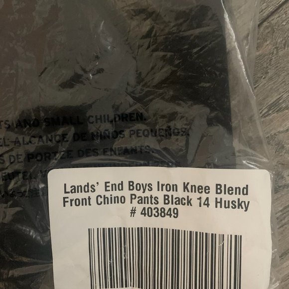NWT LANDS' END BOYS IRON KNEE BLEND PLAIN FRONT CHINO PANTS BLACK - Picture 8 of 16